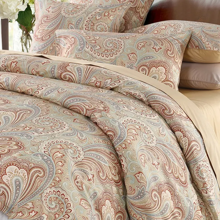 Set di biancheria da letto in lenzuolo di cotone egiziano king size con stampa geometrica tradizionale all'ingrosso