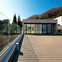 Système de balustrade en verre sans cadre en aluminium à profil en U, design extérieur moderne, panneaux en verre trempé, balcon, terrasse, escalier