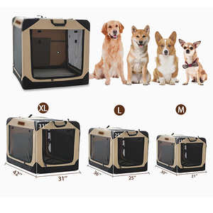 Collapsible <strong>Soft</strong> <strong>Dog</strong> <strong>Crate</strong> for Large <strong>Dogs</strong> 4Doors Foldable Travel Cat Kennel with Durable Mesh Windows Indoor Outdoor Pet Cage - Product Image 4