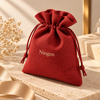 Pochette en jute personnalisée avec cordon de serrage, petit sac cadeau rouge pour bijoux, pour mariage, cadeau de demoiselle d'honneur, emballage de collier et de bague, vente en gros