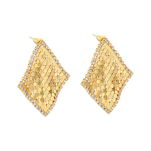 Boucles d'oreilles géométriques en or avec cristaux et strass, bijoux de fête pour femmes - Product Image 5