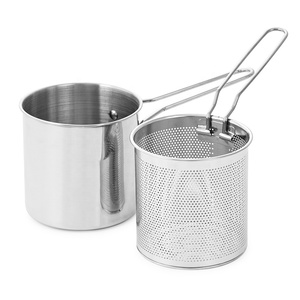 304 Edelstahl Fritte use Topf mit Sieb Korb Ölfilter Langer Griff für gewerbliche Restaurant Server Home Gas Verwendung - Product Image 3