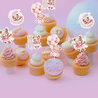 32 décorations de gâteau pour baby shower sur le thème de l'ours et de la lune, animaux de la jungle, pour fête d'anniversaire
