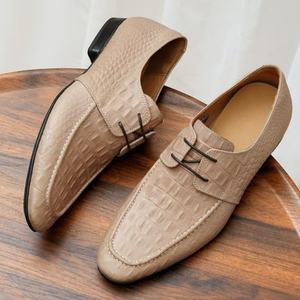 High-quality Genuine Leather Men's High Top Lace-up <b>Shoes</b> with Rubber Outsole for Wholesale - Product Image 1