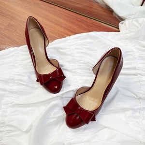 Chaussures à talons aiguilles ultra-hauts en PU, style coréen, avec nœud délicat et élégant, à enfiler, couleur unie, pour toutes les saisons (printemps, été, automne, hiver) - Product Image 6