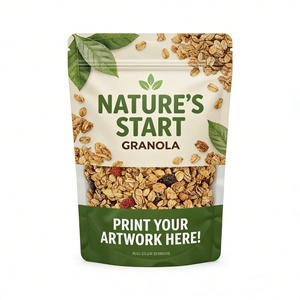 Sachet d'emballage personnalisé avec logo pour céréales, en aluminium, Mylar, pochette verticale MOPP VMPET PE, avec fermeture éclair, pour granola, flocons d'avoine, <span class=keywords><strong>corn</strong></span> <span class=keywords><strong>flakes</strong></span> - Product Image 1