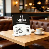 Carte de menu NFC QR Code en époxy imperméable, plaque d'affichage intelligente avec support amovible pour système de commande numérique de restaurant