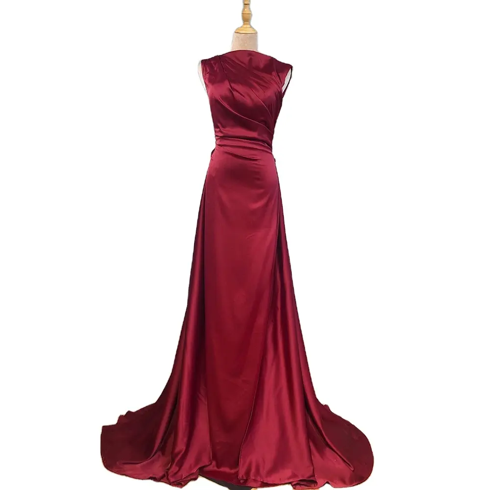 Простые элегантные вечерние платья цвета Бургунди Serene Hill LA70577, атласное платье без рукавов на шнуровке с юбкой, вечернее платье