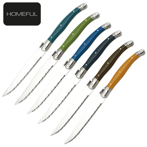 Nuova Collezione di <span class=keywords><strong>Coltelli</strong></span> da Bistecca in Acciaio Inox con Lama <span class=keywords><strong>a</strong></span> Motivo Damascato Laser, Coltello Laguiole e Manico Personalizzato in ABS Lucido - Product Image 4