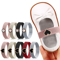 Nouveaux lacets élastiques pour enfants, sangle de chaussure sans installation, anti-dérapement du talon, boucle en forme de cœur et perle, bande de fixation pour chaussures paresseuses pour enfants