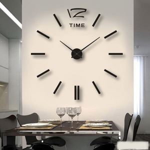 Horloge murale moderne sans cadre en acrylique 3D, autocollant mural DIY, chiffres romains, horloge numérique silencieuse pour la décoration du salon et de la chambre - Product Image 1
