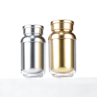 Bouteille PS à double paroi avec conteneur intérieur doré/argenté et bouchon à vis métallique – Pot vide pour emballage de capsules, comprimés et vitamines