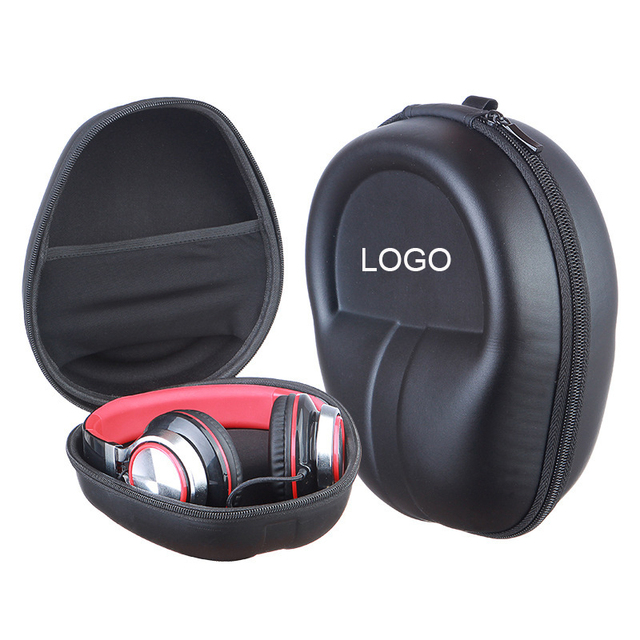 Custom Shockproof Hard Shell Tote Travel Carrying PU leather EVA Headphone Carrying Case