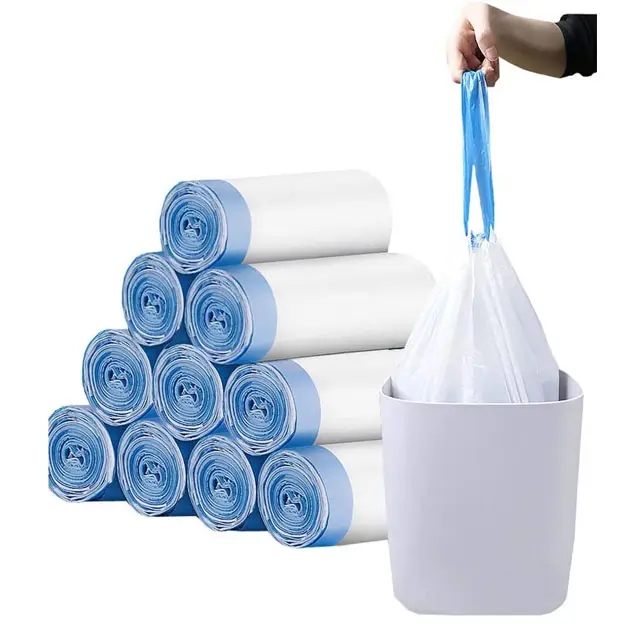 Wholesale Kitchen Tall Drawstring Low Density Star-Sealed Bottom Can Liners Black Roll Trash Garbage Bags