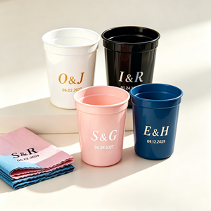 Gobelets à jus réutilisables personnalisés bleus givrés à paroi simple en PET/PE de 9oz, 10oz, 12oz, 14oz pour événements, mariages, traiteurs et stades - Product Image 1