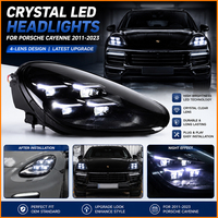 Feux de voiture pour Porsche Cayenne 2011-2023, ensemble de phares LED, mise à niveau du style le plus récent, projecteur en cristal, 4 lentilles, phare avant
