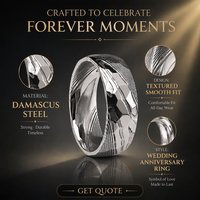Bagues en acier Damas plaqué argent 8 mm pour hommes, ajustement confortable, pour mariage et fiançailles, bijoux de mode, cadeau d'anniversaire, vente en gros