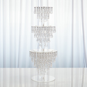 LANJO Elegant Acrylic <b>Crystal</b> Cake <b>Stand</b> Chandelier Style Wedding Decor Display Pedestal with Detachable Design - Product Image 2