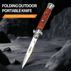 Couteau pliant AKC de défense personnelle en plein air, acier 440, haute dureté, couteau tactique de survie portable, manche en bois - Product Image 3