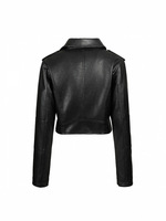 Blouson Moto Homme Personnalisable Blanc Décontracté Coupe-Vent en Cuir PU avec Col Revers et Fermeture Éclair, Coupe Slim, Doublure Polyester