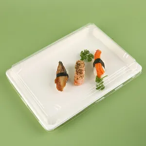 Bandeja biodegradável para ensaios de alimentos, recipientes de alimentos para sushi