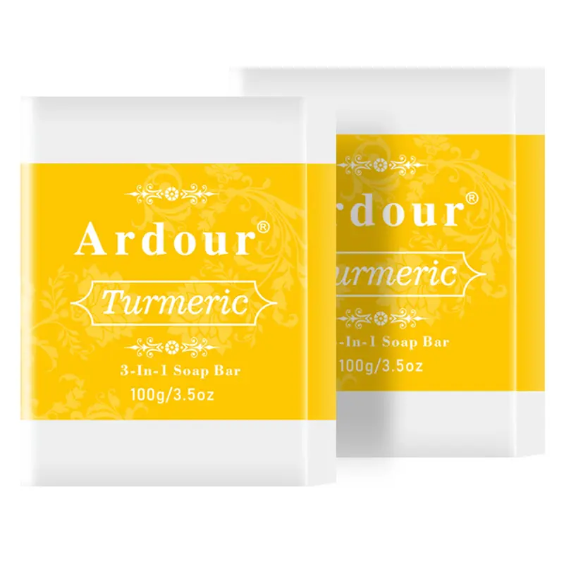 Prêt à expédier barre de savon artisanal au curcuma écologique barre de bain nettoyant naturel pour le visage et le corps savon exfoliant éclaircissant