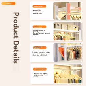 <span class=keywords><strong>Armario</strong></span>/Ropero OEM de Estilo Abierto con Estantes, Fácil de Montar, para Dormitorio, con Perchero y Almacenamiento - Product Image 5