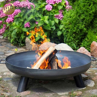 Brasero rond en acier Corten avec poignées et pieds, foyer extérieur en acier patinable pour patio et camping, vente en gros
