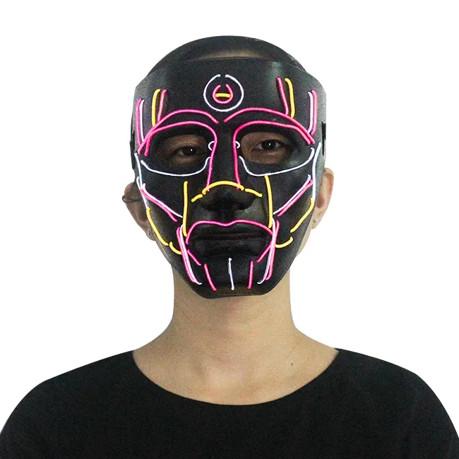 Neon-Leucht-Leuchtmaske Schallaktivierte EL-Schleife LED Halloween-Party-Maske mit Lichteffekten