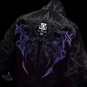 Sudadera con Capucha LEDUO con Estampado de Calavera y Espinas, Estilo Y2K Emo Punk, Ropa Urbana Unisex, Informal para Uso Diario, Sudadera Gráfica de Alta Calidad - Product Image 1