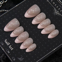 Faux ongles à presser de luxe décontracté, courts, carrés, effet œil de chat pur dégradé, de haute qualité, résistants à l'usure, avec colle pour doigts, motif amande