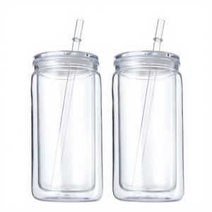 Vaso de Plástico Acrílico Transparente Libby de 16 oz, Libre de BPA, con Tapa de Color y Pajitas para Vinilos y Envolturas UV DTF - Product Image 1