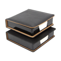 Boîte porte-blocs-notes carrée en cuir PU, support de blocs-notes adhésifs personnalisé avec logo, boîte promotionnelle pour papier mémo de bureau