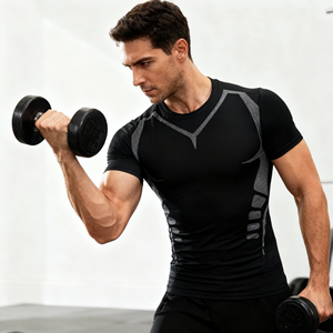 Camiseta de manga corta para hombre, Camiseta ajustada de secado rápido ligera para hombre, camisetas activas para correr, entrenamiento, Fitness, camiseta para hombre - Product Image 1