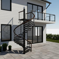 Escalier en colimaçon circulaire moderne en acier au carbone, hautement efficace, pour l'extérieur, adapté aux petits espaces, appartements et villas