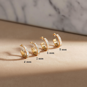 Orecchini a Cerchio Placcati in Oro Rosa con Cristalli e Strass da 6 7 8 9 mm, Gioielli alla Moda per Donna, Regalo Trendy - Product Image 2