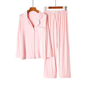 Einfach gefärbtes gestricktes Bambus-Pyjama-Set für Frauen - Product Image 6