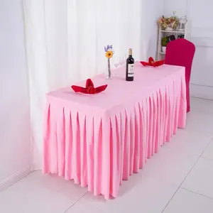 Fancy Table Skirt Pink Table Cloth Skirting For Wedding Christmas Decoration Ruffled Table Skirt Tablecloth