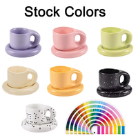 Mug de style nordique, tasse en céramique coréenne mignonne couleur macaron, motif éclaboussures de peinture, forme irrégulière