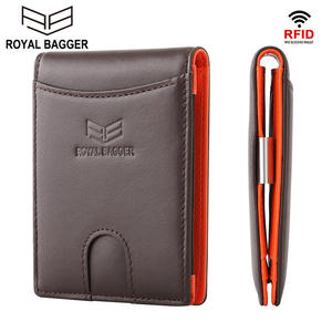 Cartera Corta Royal Bagger para Hombre con Bloqueo RFID, Delgada, con Clip para Tarjetas, de Cuero Vacuno Genuino, Cartera de Moda para Hombre - Product Image 2