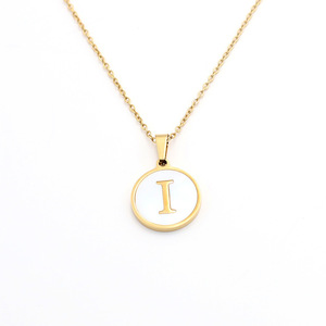 18k Round Shell Titanium Steel Necklace English Letter Pendant Gift Jewelry Fashion Pendants Charms Stainless Steel - Product Image 5