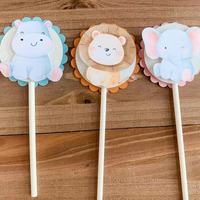 Waldtier-Kuchendekoration - Löwe und Elefant Desserttisch - Dschungel-Thema Kuchenpräsentationsbrett Kuchenaufsätze Großhandel