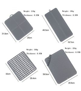 Tapis de séchage carré classique personnalisé, écologique, antidérapant, isolant thermique, en silicone, pour comptoir de cuisine, avec rebord de drainage - Product Image 2