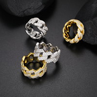 Diamanttester-geprüfter VVS Moissanit Cuban Ring für Herren, Großhandelspreis, vergoldeter 925er Sterlingsilber Schmuckring für Männer