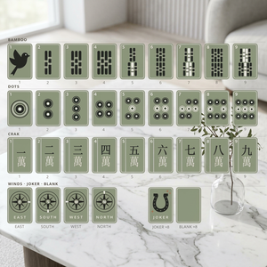Nuevo Juego de Mahjong Americano de Acrílico Estilo Rústico Moderno Verde 2026 al por Mayor con Patrón Personalizado y Patas Metálicas Plegables para Adultos - Product Image 1