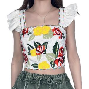 OEM Crop top sexy à fleurs brodées, nouvelle mode pour femmes - Product Image 1