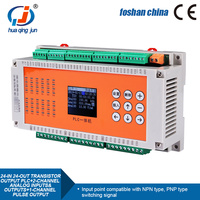 Huaqingjun 24 entradas 24 salidas de transistores PLC Entradas analógicas de 2 canales Salidas 0-10V 0-20mA Salida de pulso PLC para servomotor