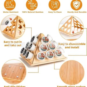 Estante de almacenamiento simple de madera para bolsitas de té, expositor de cápsulas de café para la sala de té, estante organizador triangular giratorio - Product Image 3