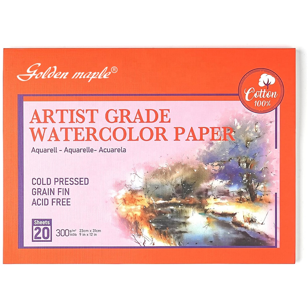 Papel de acuarela al por mayor 300gsm 100% algodón 9 12 6 8 en papel de acuarela 20 hojas para pintar obras de arte dibujo de estudiantes