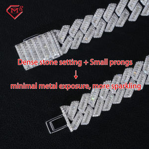 15mm Moissanite 쿠바 링크 체인 남성 목걸이 팔찌 힙합 <span class=keywords><strong>925</strong></span> 실버 <span class=keywords><strong>925</strong></span> 실버 쿠바 Moissanite 체인 - Product Image 4